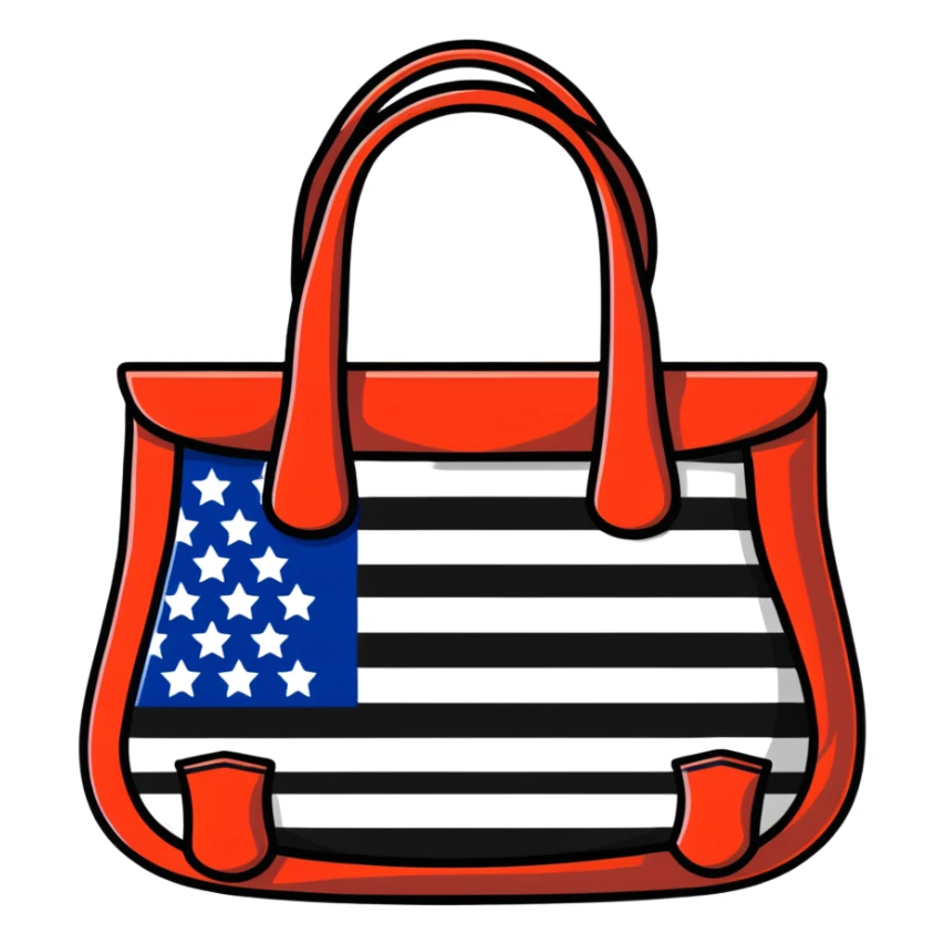 patriotic American handbag with stars and stripes sticker