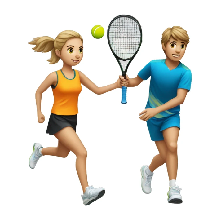 boy padel tennis player and girl runner sticker