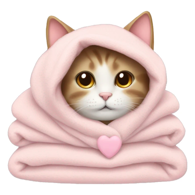 cat with a cozy light pink heart blanket  sticker