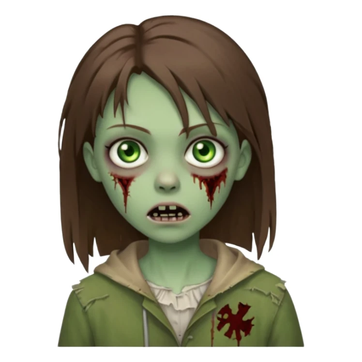a zombie girl with straight brown hair long  sticker