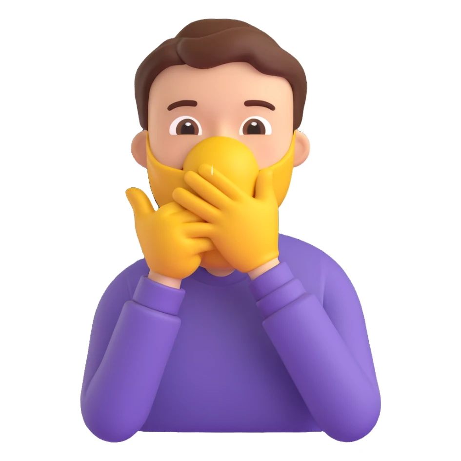 man covering his mouth 3D emoji sticker