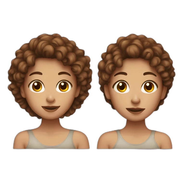 brown curly haired girl and skinny face sticker
