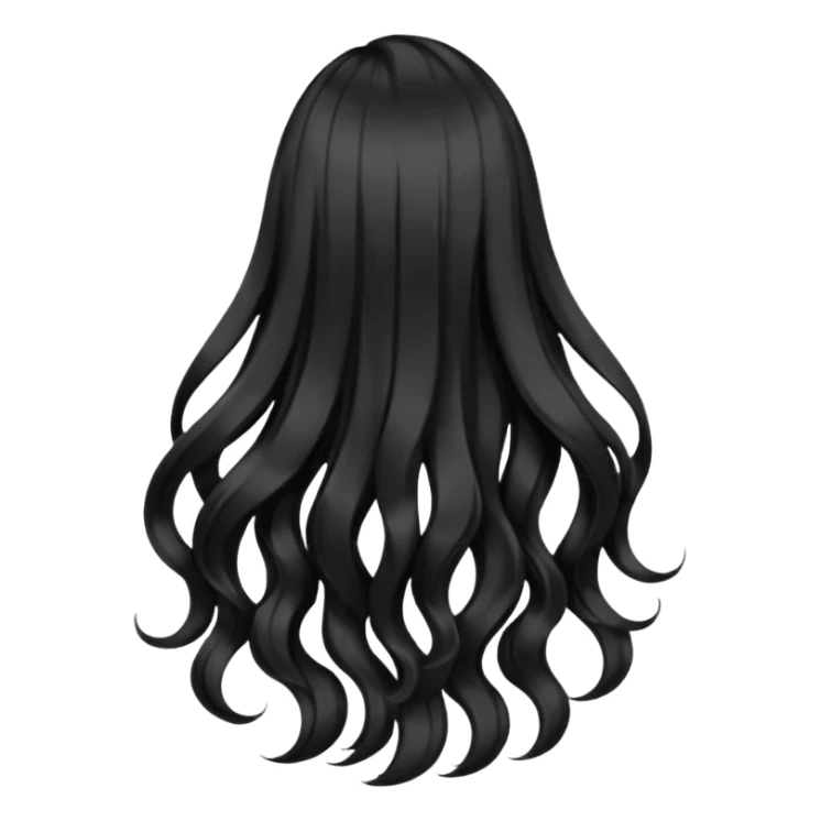 back view of long black voluminous hair sticker