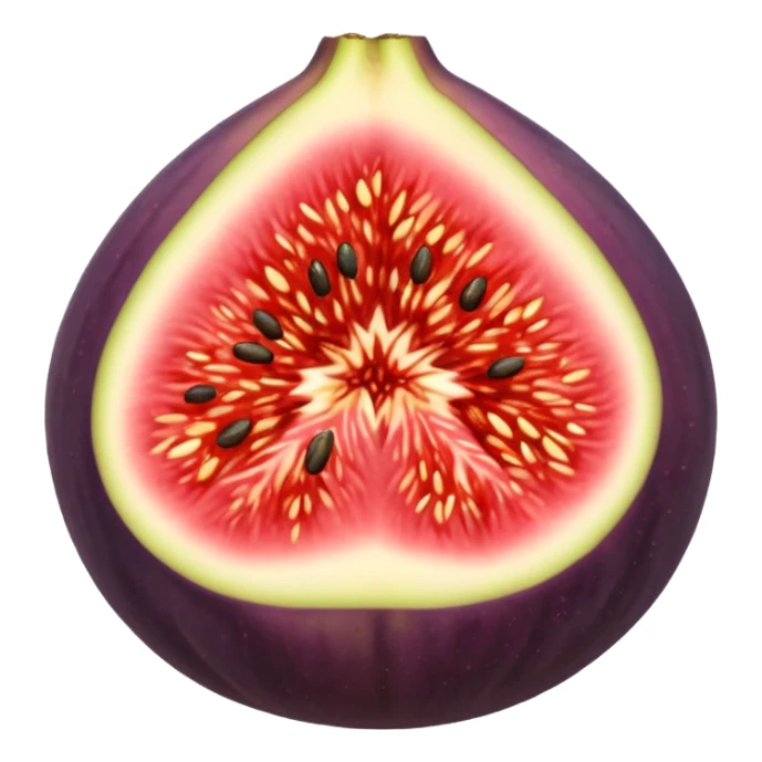 Please create a emoji of a single half of a fig with the internal seeds make it cute sticker