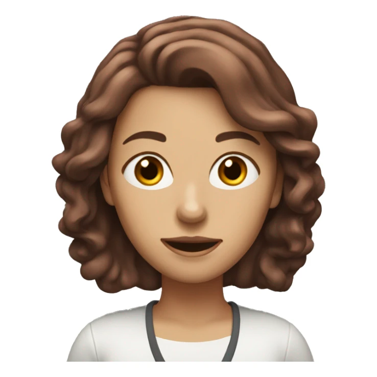 woman with reddish brown hair and microph sticker