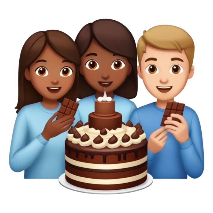 2 girls and 2 guys eating chocolate cake  sticker