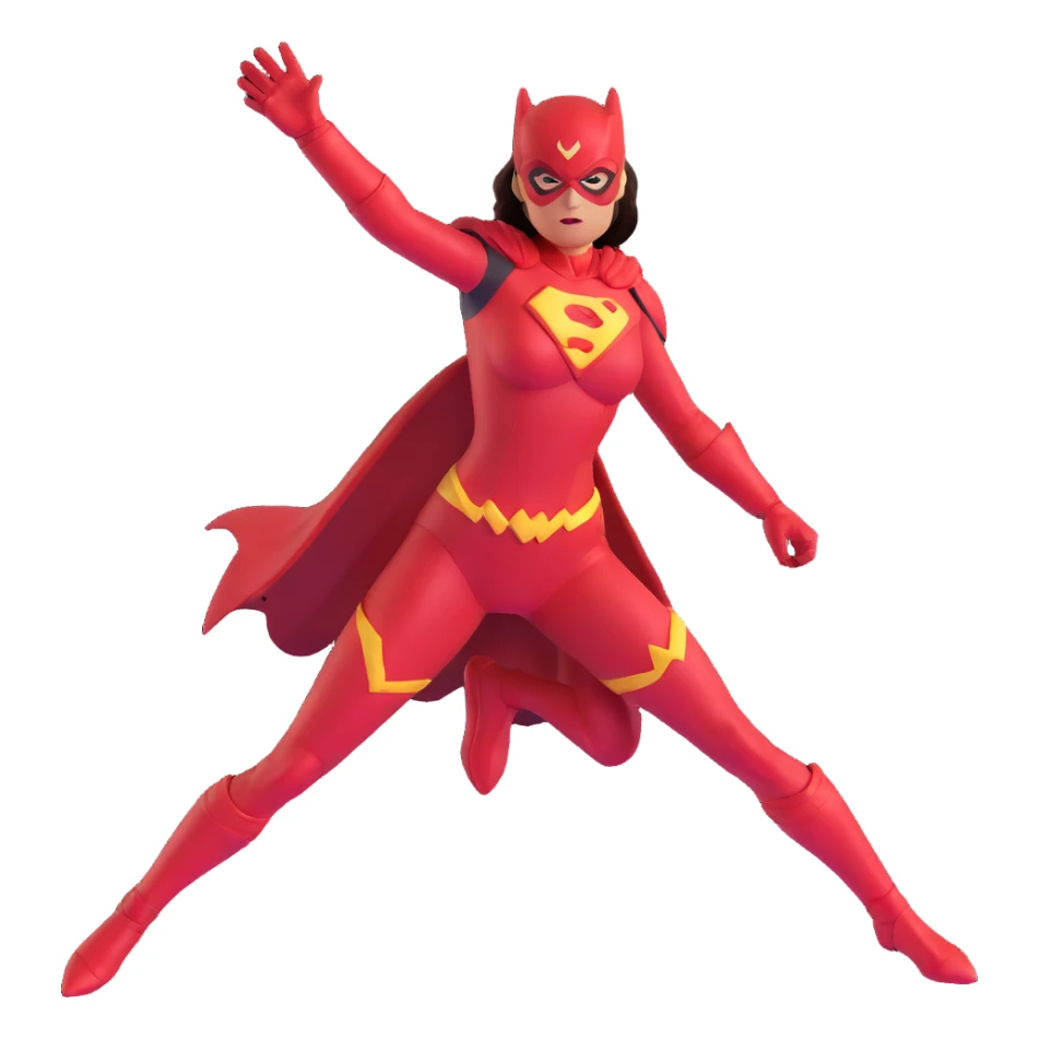 female superhero with red energy powers and red costume sticker