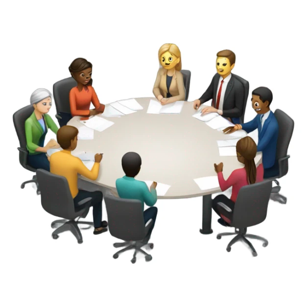 men and women work meeting at a table sticker