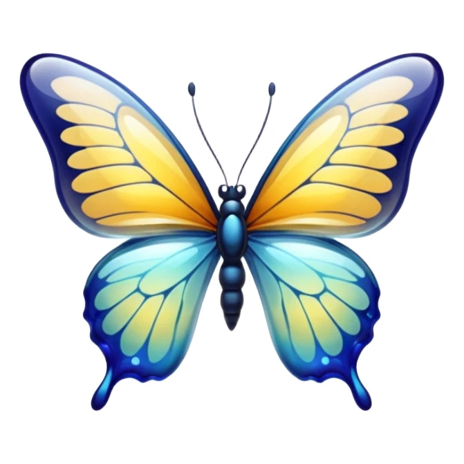 transparent butterfly shaped glass, shiny and translucent glass style sticker