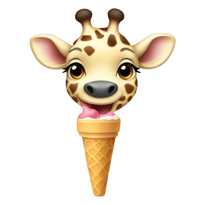 A baby giraffe eating an ice cream  sticker
