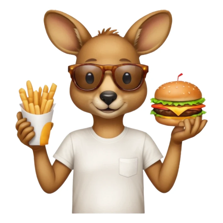 kangroo with hamburger wearing tshirt and sunglasses sticker