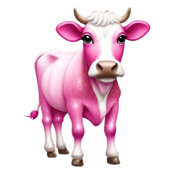 Pink ombre full body cow with glitter  sticker