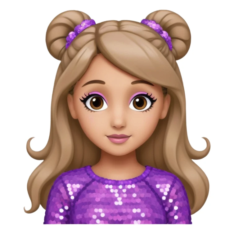 Ariana Grande with dark blonde hair, lavender pink sequin outfit sticker