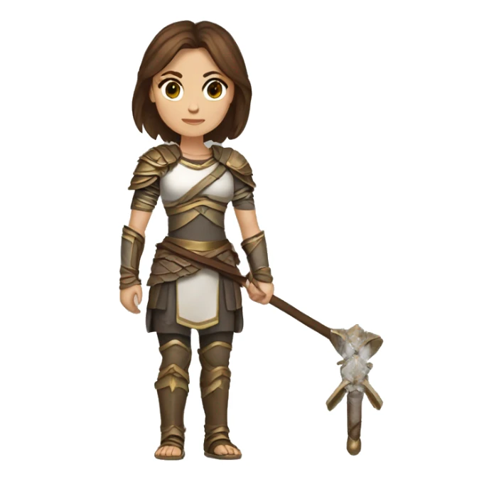 Warrior - white - female - brown hair, brown eyes- small sticker