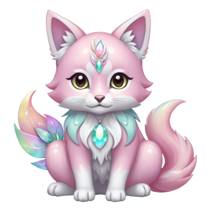 Multicolored sparkly shiny ethereal pastel iridescent light pale cute adorable pretty feminine elegant realistic floral exotic marble-Sakura-Falvie-Fionbri-fursona, full body sticker