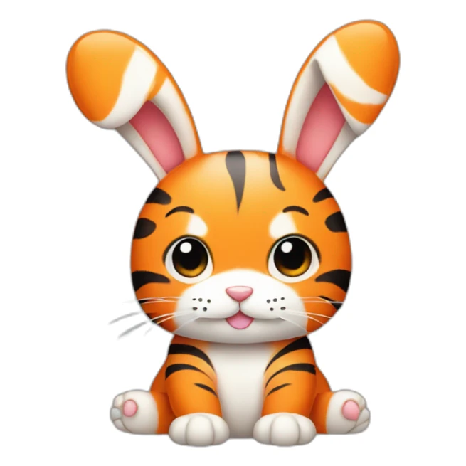 cute orange bunny with floppy ears and tiger stripes sticker