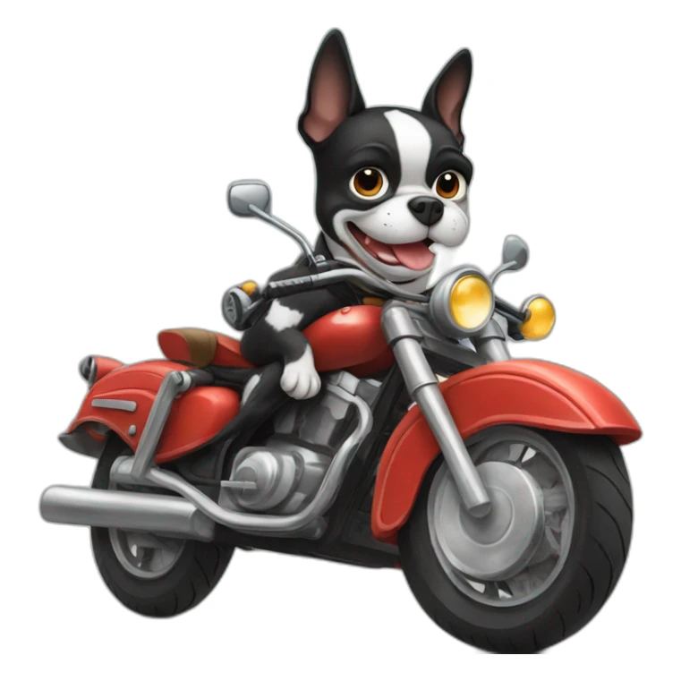 Boston Terrier riding a motorcycle  sticker