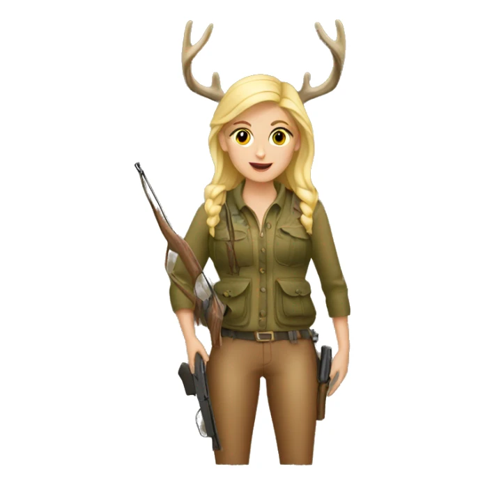 Blonde girl deer hunting sticker