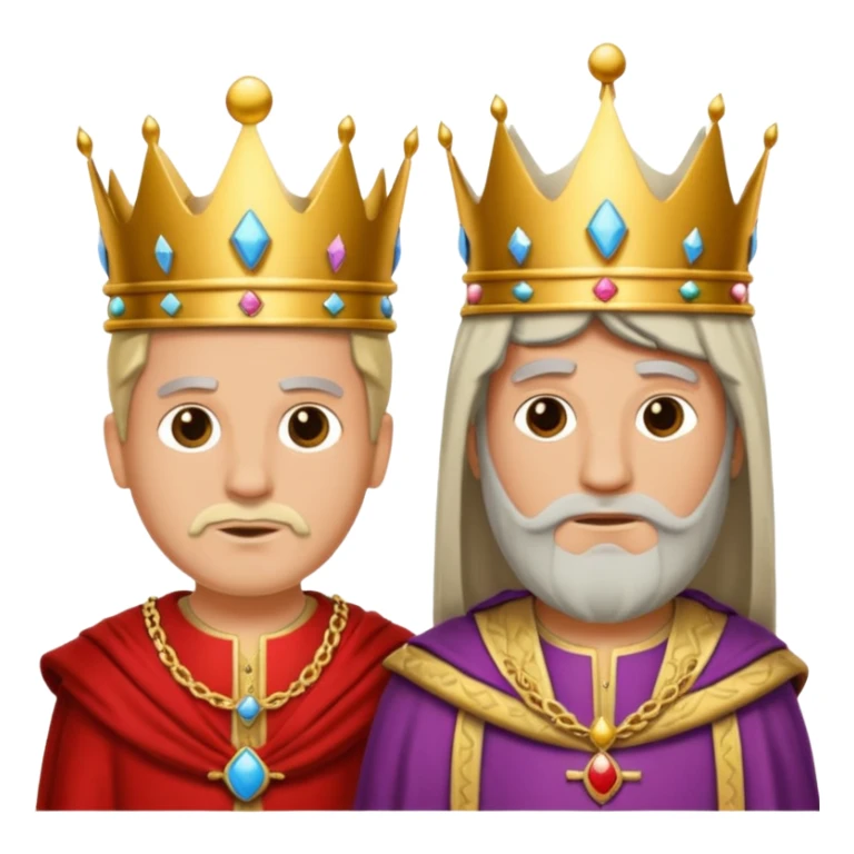 two kings with neutral expressions not too detailed but also not two simpel
they should look alike but with other colored clothing sticker