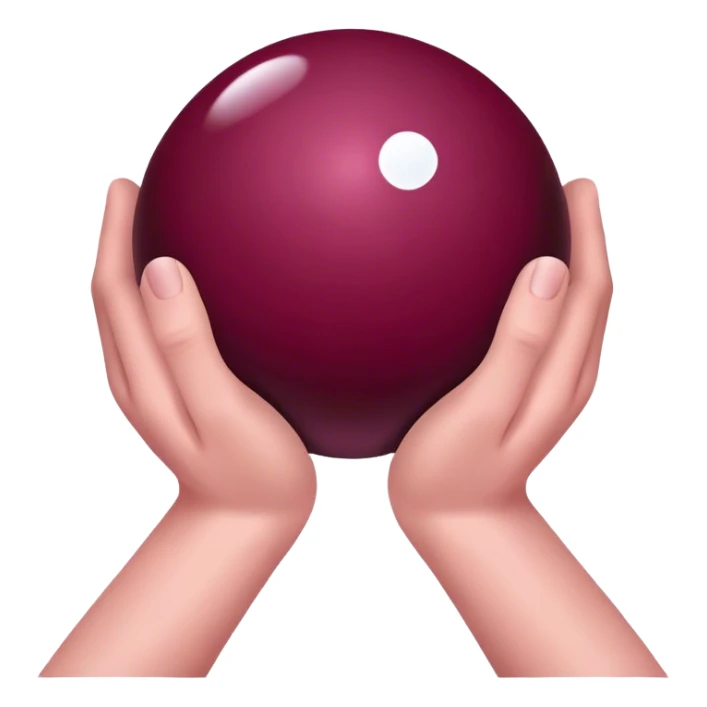 Burgundy color magic ball in your hands sticker
