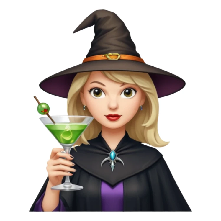 Taylor Swift as a witch with a martini glass sticker