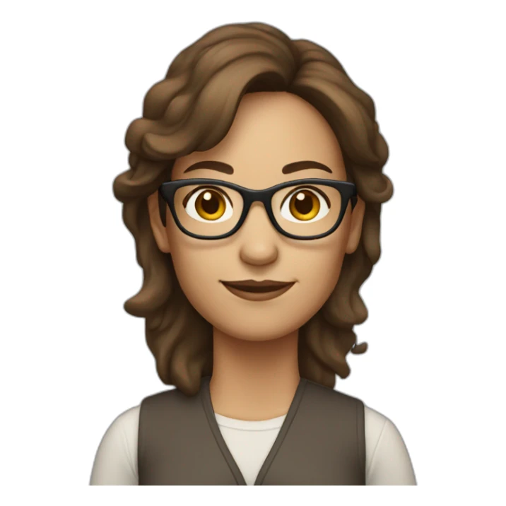 42 year old woman brown hair glasses sticker