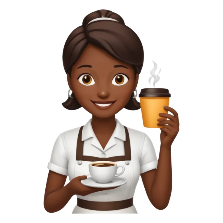 waiteress holding coffee trade sticker