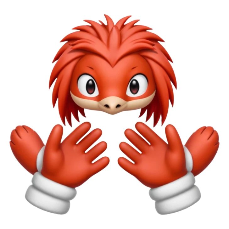 knuckles a red animal with peach arms and white mittens that have no fingers , he’s a echidna with red eyes sticker
