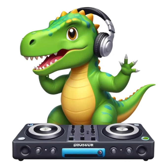 Dinosaurio músico DJ en un concierto  sticker