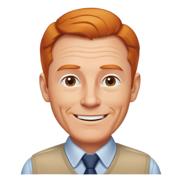 friendly older white man, receding ginger hair, fit, professional, smiling, with a collared shirt sticker