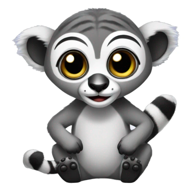big eyed happy lemur wearing slippers sticker