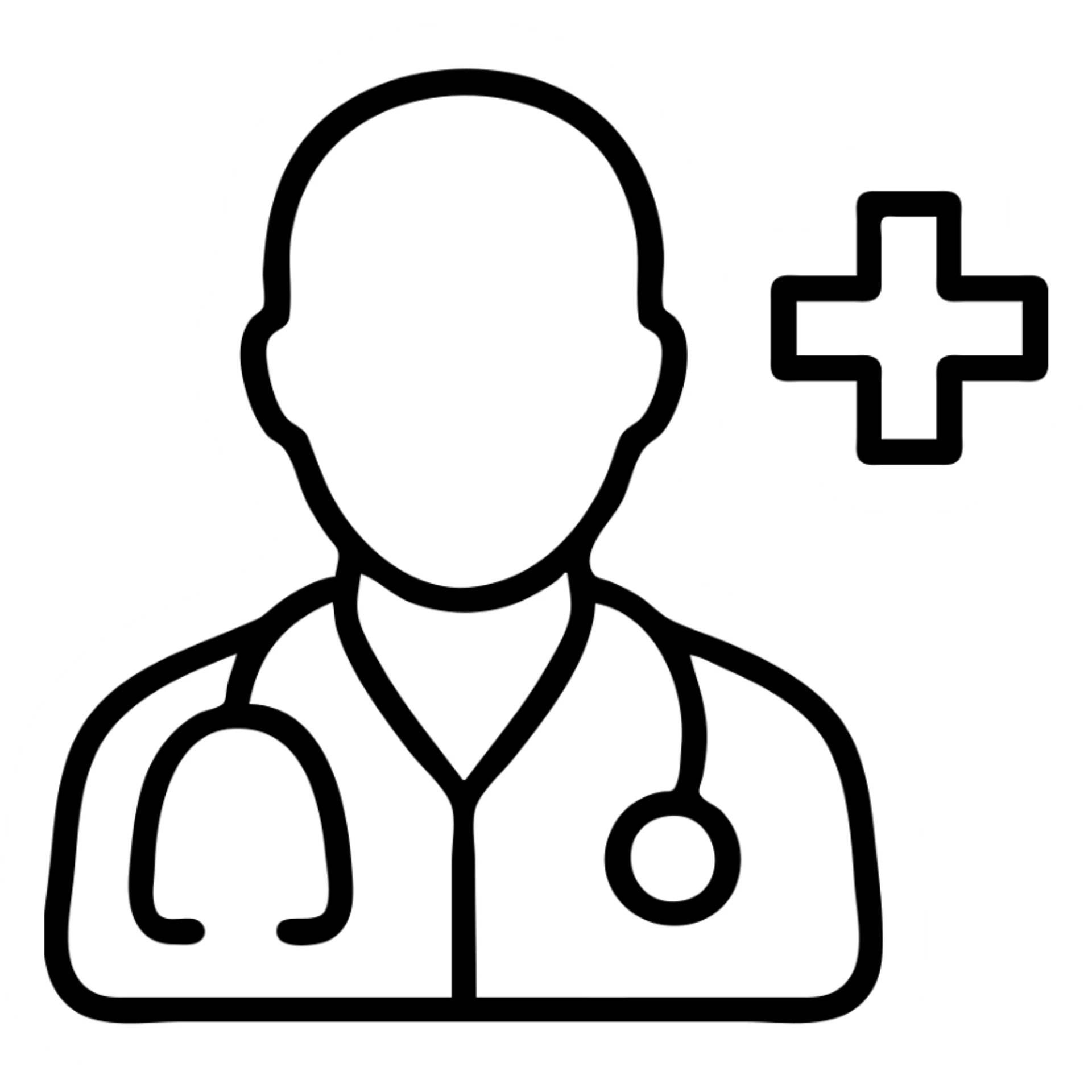doctor icon with stethoscope and medical cross sticker