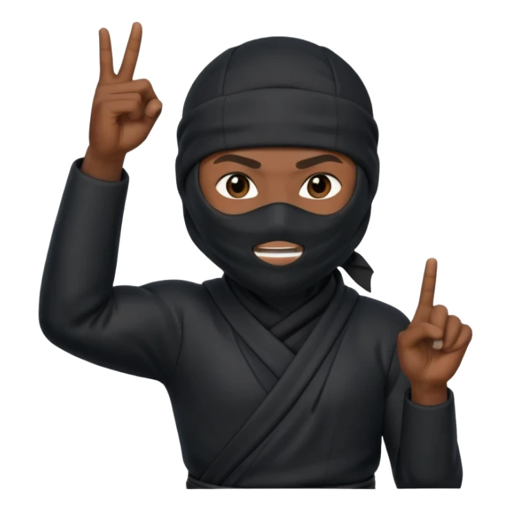 Crea un memoji con este emoji 🥷🏽 y este👈🏽 sticker