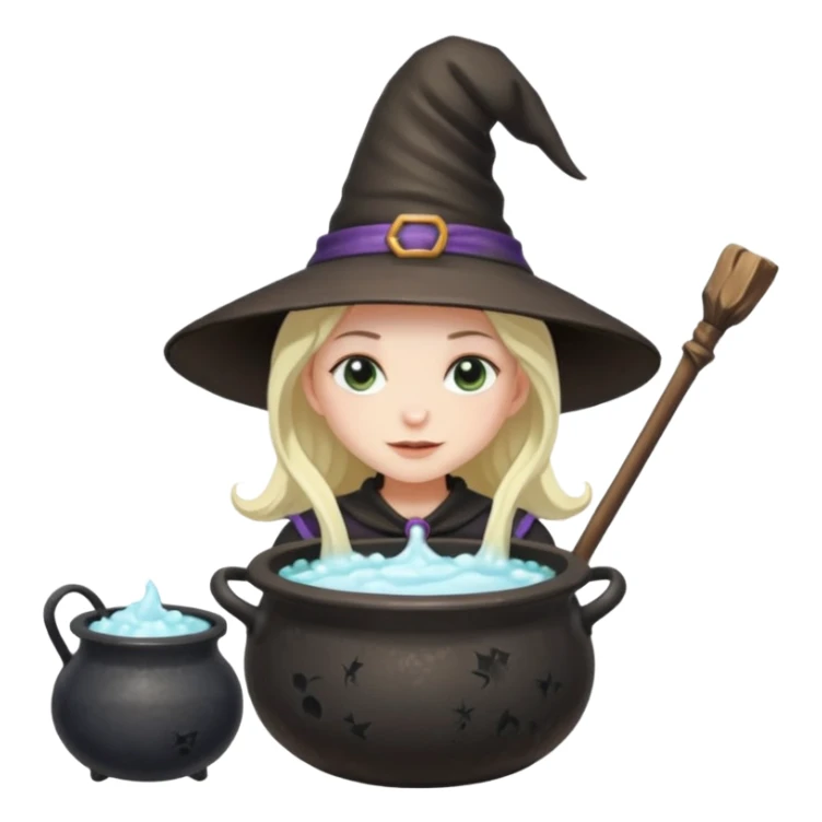 Witch Girl İn A Cauldron mixing Soapy Water sticker
