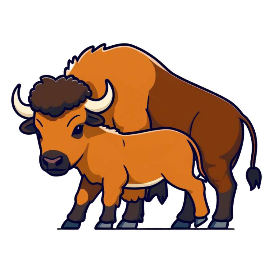 Heard of mother and baby Bison sticker