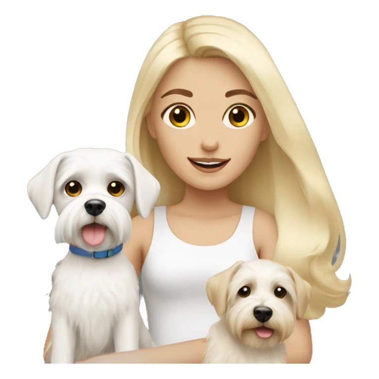 Blonde girl with two Maltese dogs  sticker