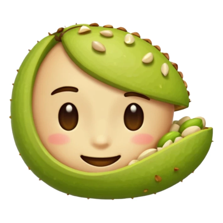 can you make a cuite pistachio emojii that is pixalited and wear th echaracter laught/ smile to the point where it closes it eyes  sticker