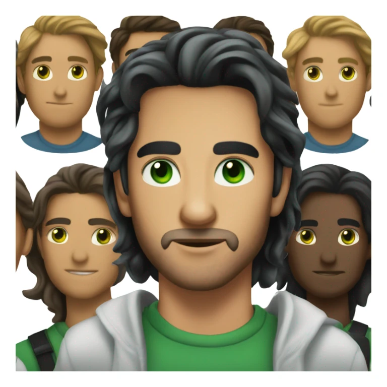 Handsome Gemini man with green eyes and black long hair sticker