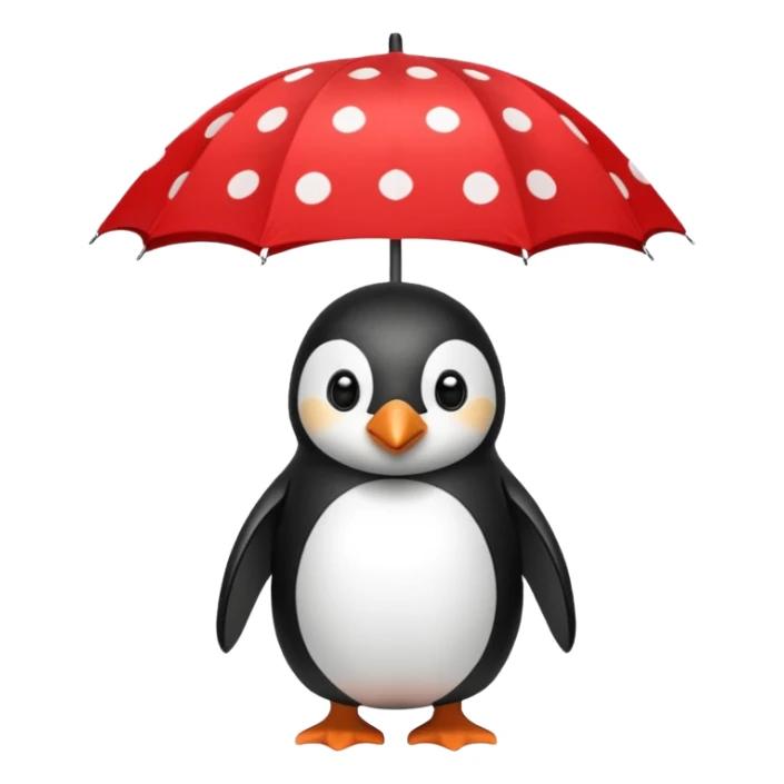 Penguin with red polka-dot umbrella sticker