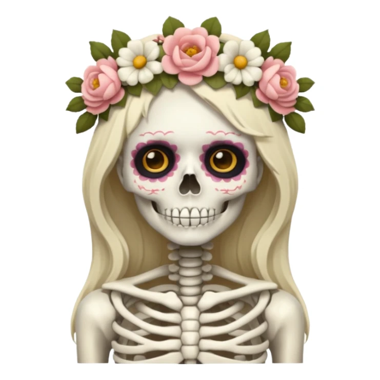 skeleton woman with flower crown sticker