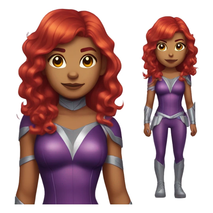 dc comics starfire fire red hair; purple and silver outfit sticker