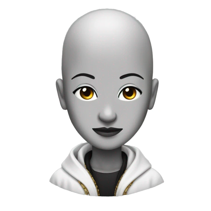 bald futuristic zen with black earrings sticker
