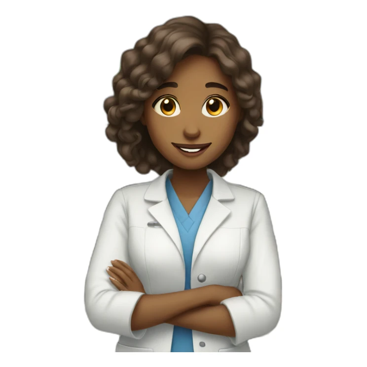 Brown young girl with long hair working in a pharmacy sticker