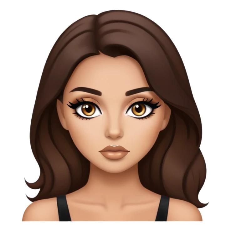 tan brunette, baddie, pretty makeup, black eyeliner sticker