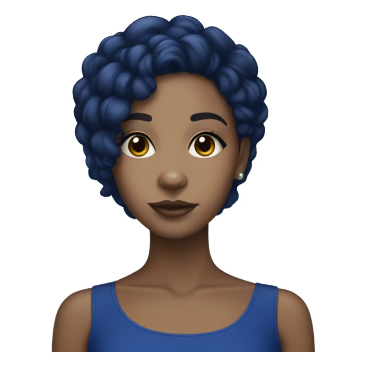 Lightskin black girl with dark royal blue hair  sticker