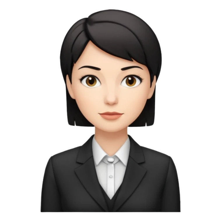 a white woman who has black short hair on interview sticker