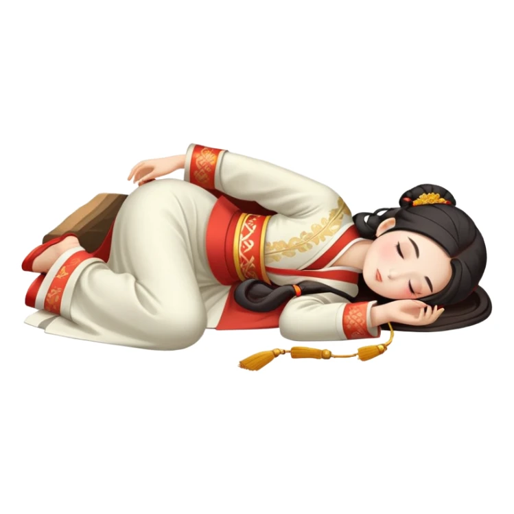 Beautiful girl in Hanfu lying on the ground sleeping sticker