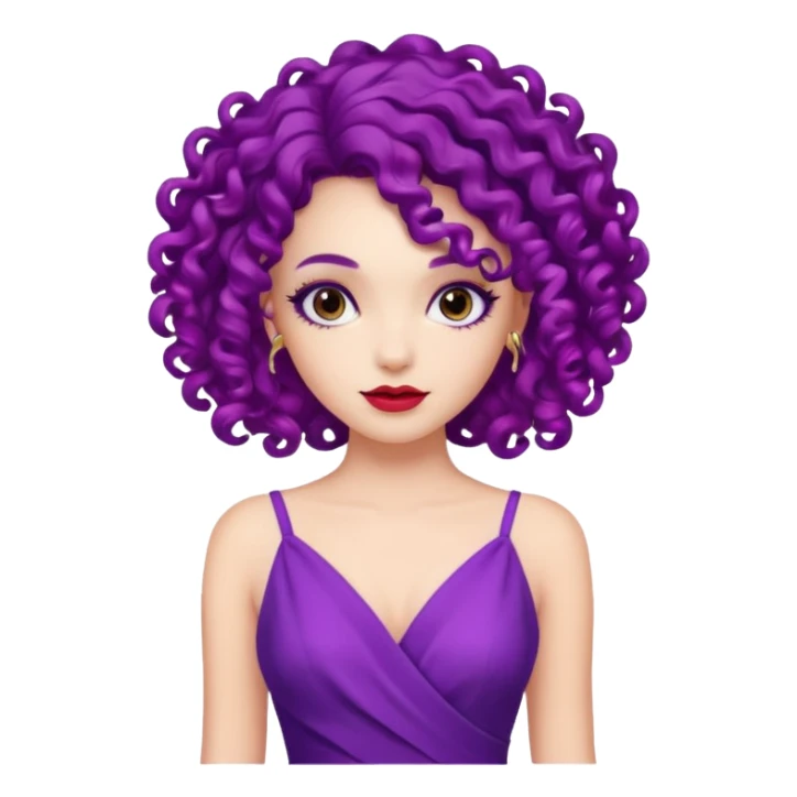 Fashion Model with Purple Curls, red dress sticker