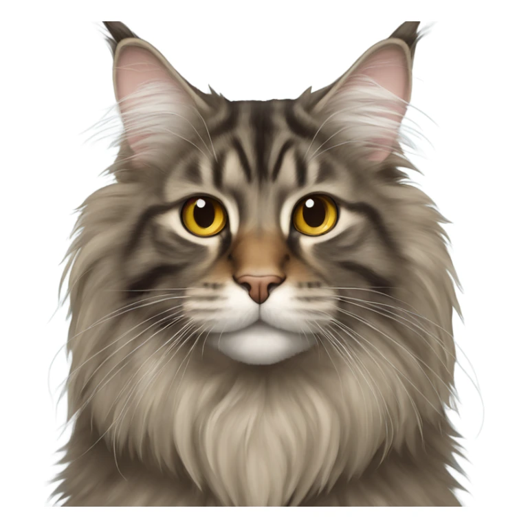 Maine Coon looks at his nose sticker