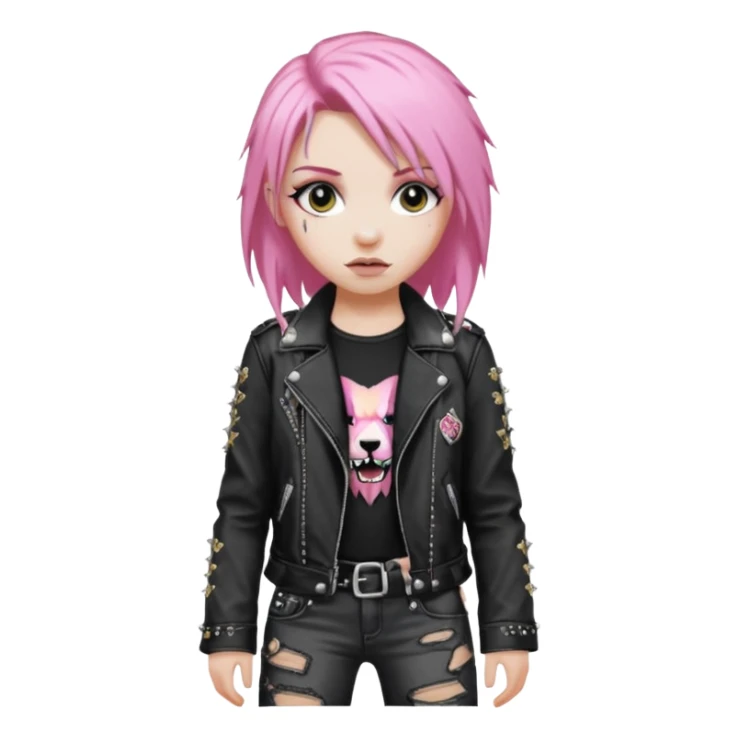 pink haired metalhead animal sticker